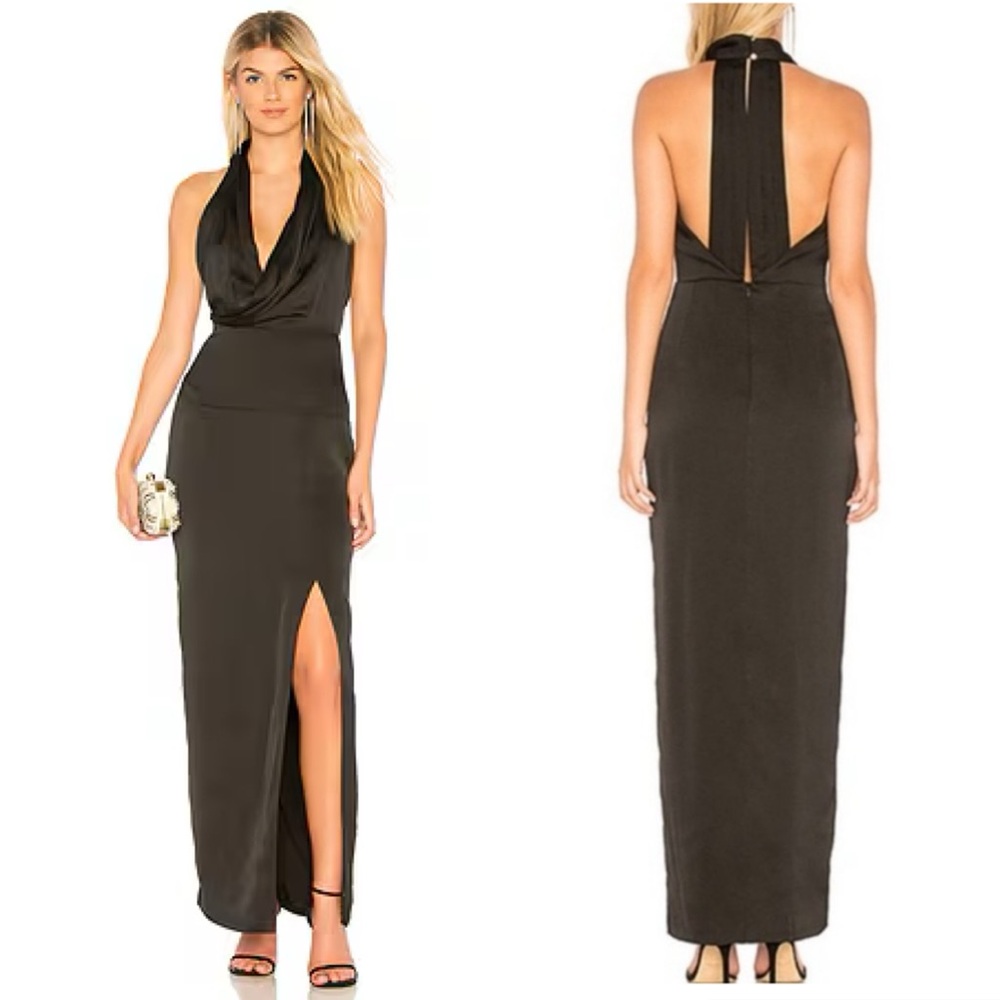 Keepsake The Label Hold Back Maxi Black Dress Size Large Feminine Glam Party